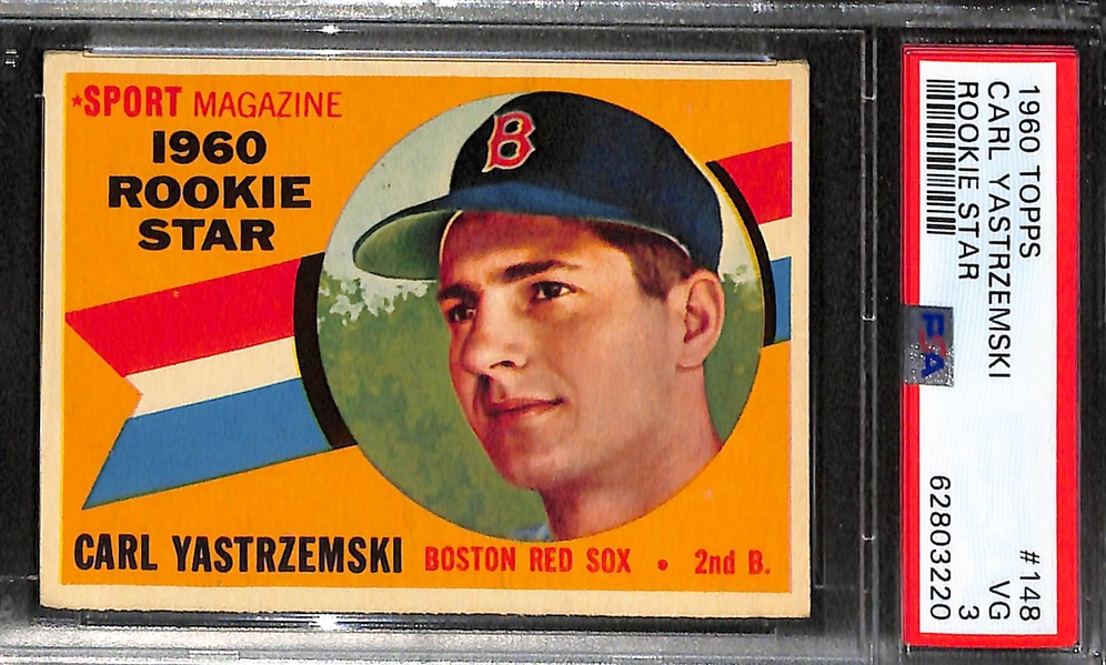 Lot of (2) 1960 Topps Carl Yastrzemski Rookie Cards #148 - Graded PSA 3 and PSA 4