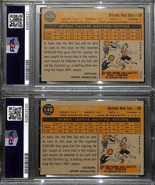 Lot of (2) 1960 Topps Carl Yastrzemski Rookie Cards #148 - Graded PSA 3 and PSA 4