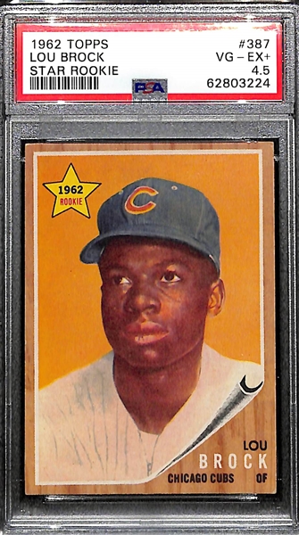 1962 Topps Lou Brock Rookie Star Card #387 Graded PSA 4.5