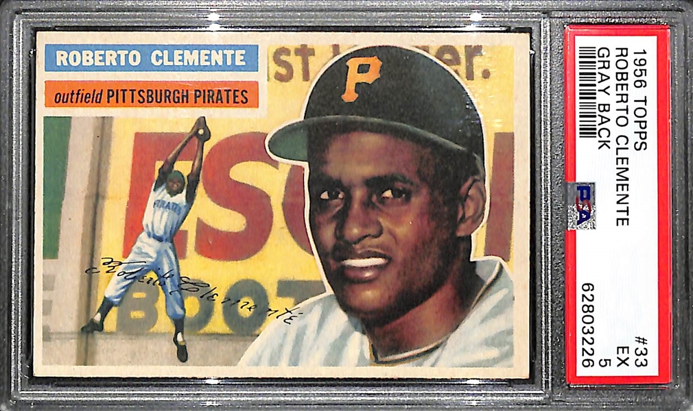 1956 Topps Roberto Clemente #33 (Gray Back) Graded PSA 5