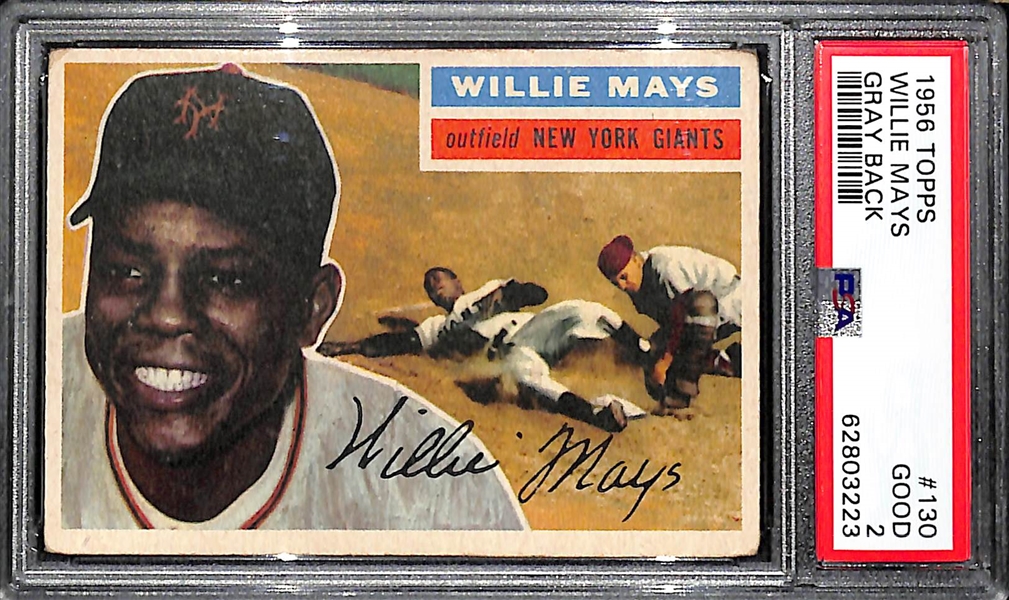 1956 Topps Willie Mays #130 (Gray Back) Graded PSA 2