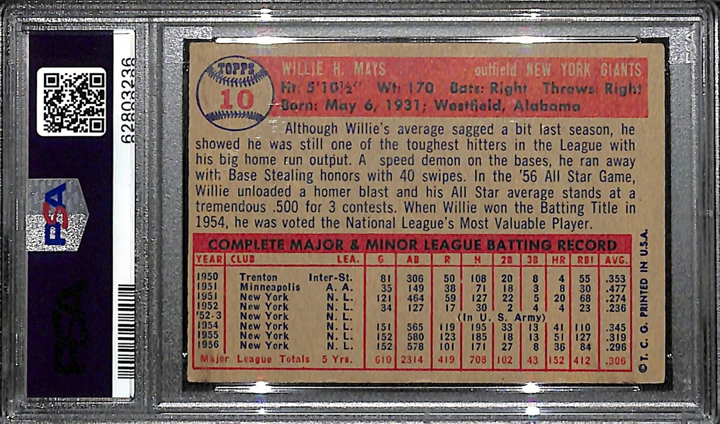 1957 Topps Willie Mays #10 Graded PSA 4