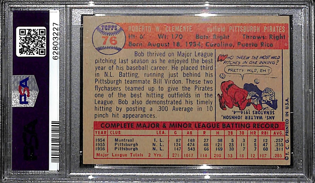 1957 Topps Roberto Bob Clemente #76 Graded PSA 6