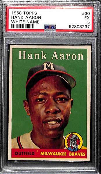 1958 Topps Hank Aaron #30 (Name in White) Graded PSA 5