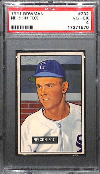 1951 Bowman Nelson Nellie Fox Rookie Card #232 Graded PSA 4 VG-EX