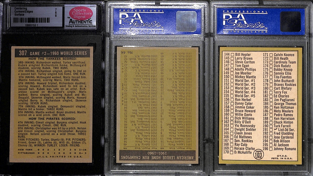 Lot of (3) 1960s Mickey Mantle High Grade Cards