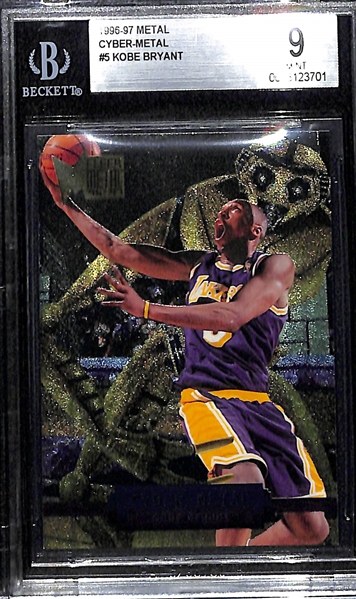 1996-97 Metal Kobe Bryant Cyber Metal Rookie Card #5 Insert Graded BGS 9 Mint