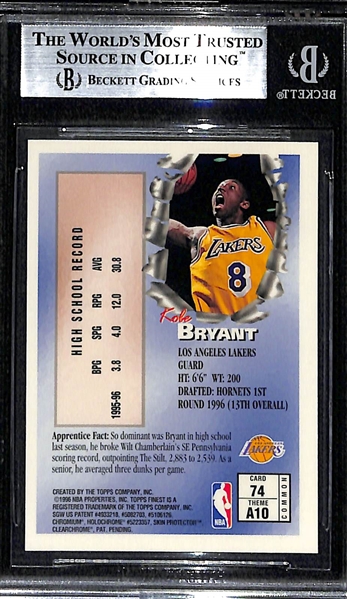 1996-97 Finest Kobe Bryant Rookie Card #74 Graded BVG 8.5