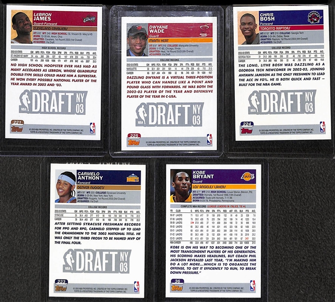 2003-04 Topps Basketball Set of 249 Cards w. LeBron James & Dwyane Wade Rookie Cards