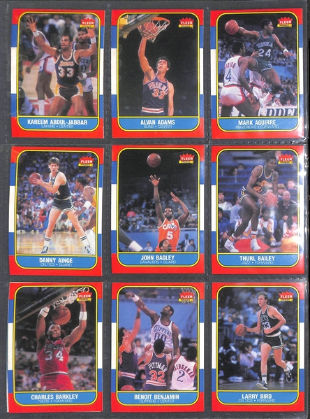 1986-87 Fleer Basketball Near Complete Set (131 of 132 Cards - Missing Michael Jordan #57 Rookie Card and Sticker Set)