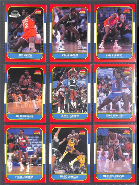1986-87 Fleer Basketball Near Complete Set (131 of 132 Cards - Missing Michael Jordan #57 Rookie Card and Sticker Set)
