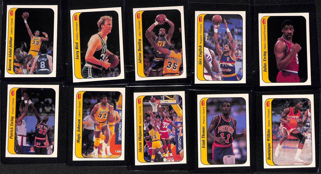 1986-87 Fleer Basketball Near Complete Sticker Set (10 of 11 Stickers - Missing Michael Jordan #8)