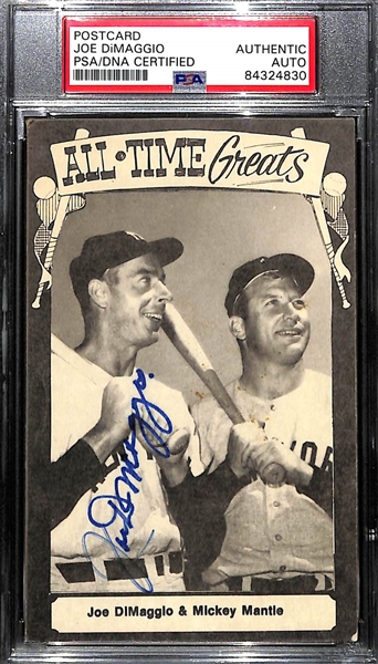 Joe DiMaggio Signed TCMA Postcard - PSA/DNA Encased