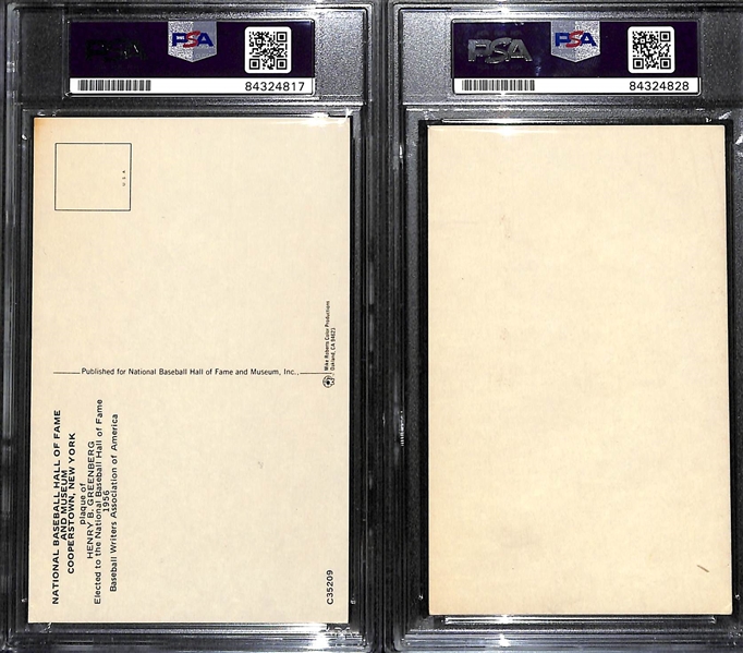 Hank Greenberg Signed Lot (2) - HOF Plaque Postcard & Exhibits Hall of Fame Postcard