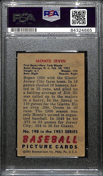 Monte Irvin Signed 1951 Bowman Rookie Card #198 (PSA/DNA Encased w. 10 GEM MINT auto grade!)