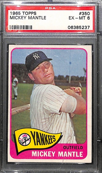 1965 Topps # 350 Mickey Mantle Graded PSA 6
