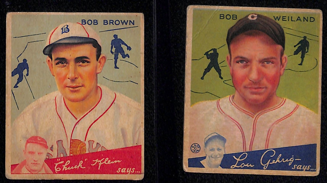 1934-1938 Goudey Baseball Lot w. Ferrell, Cuyler, Lombardi, Lopez, P. Waner, York, Weiland, B.Brown