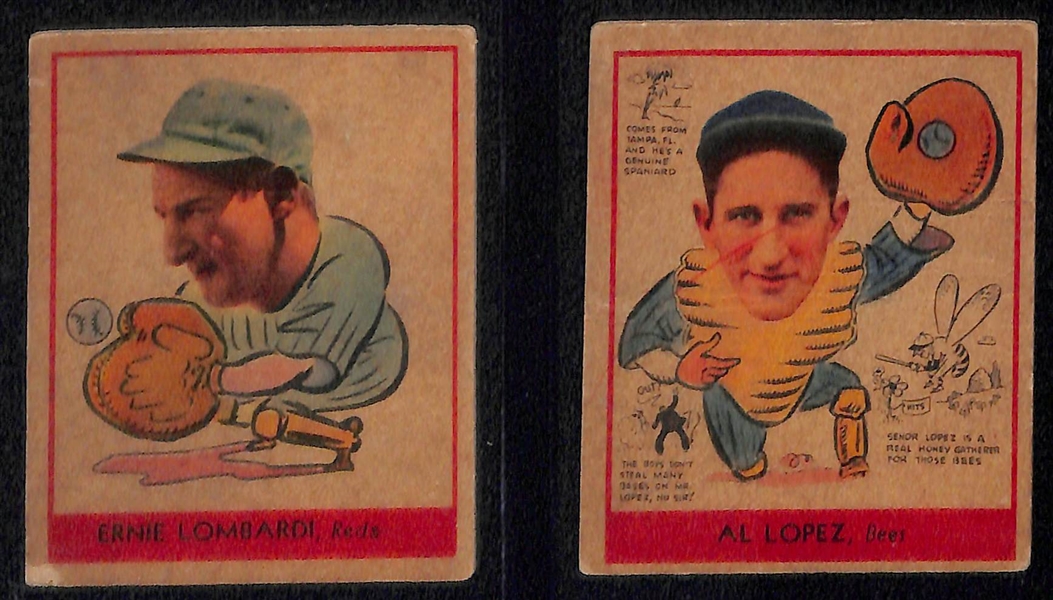 1934-1938 Goudey Baseball Lot w. Ferrell, Cuyler, Lombardi, Lopez, P. Waner, York, Weiland, B.Brown