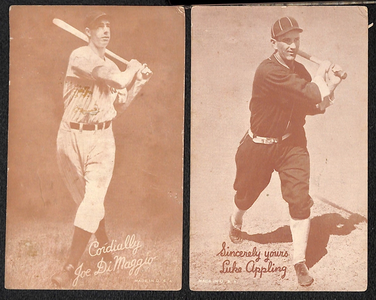 Lot of (8) Vintage Exhibit Cards w. Joe DiMaggio, L. Appling, Lone Ranger, Silver, Bob Baker, Sammy Angott, +