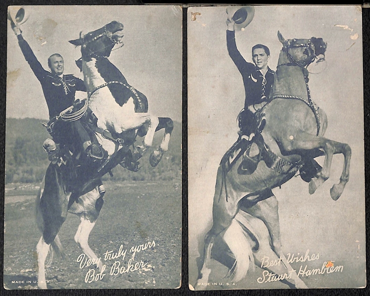 Lot of (8) Vintage Exhibit Cards w. Joe DiMaggio, L. Appling, Lone Ranger, Silver, Bob Baker, Sammy Angott, +