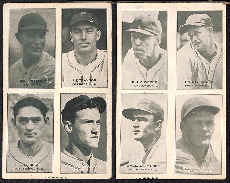 (4) Exhibit 4-on-1 Cards w. HOFers and (2) 1911 Baseball Stamps (Drucke, Crandall)