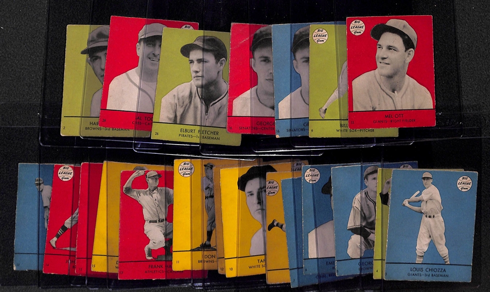 (21) Rare 1941 Goudey Big League Gum Cards w. Mel Ott, Dietrich, (2) Case, Fletcher, +