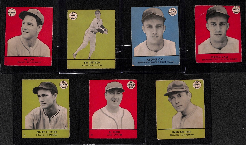 (21) Rare 1941 Goudey Big League Gum Cards w. Mel Ott, Dietrich, (2) Case, Fletcher, +
