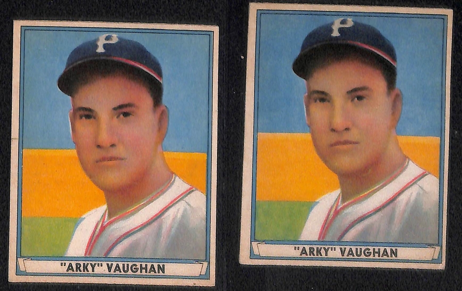 (17) 1941 Play Ball Cards w. Hubbell, (2) Gehringer, (2) Keller, Cronin, (2) Vaughan, Eddie Miller (Card #1), +