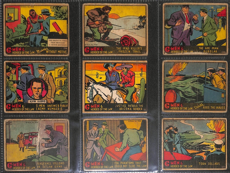 (52) 1936 G-Men Cards & (22) 1941 Uncle Sam Soldiers Cards - Mostly PR-GD+ Condition
