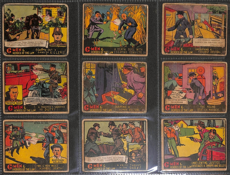 (52) 1936 G-Men Cards & (22) 1941 Uncle Sam Soldiers Cards - Mostly PR-GD+ Condition