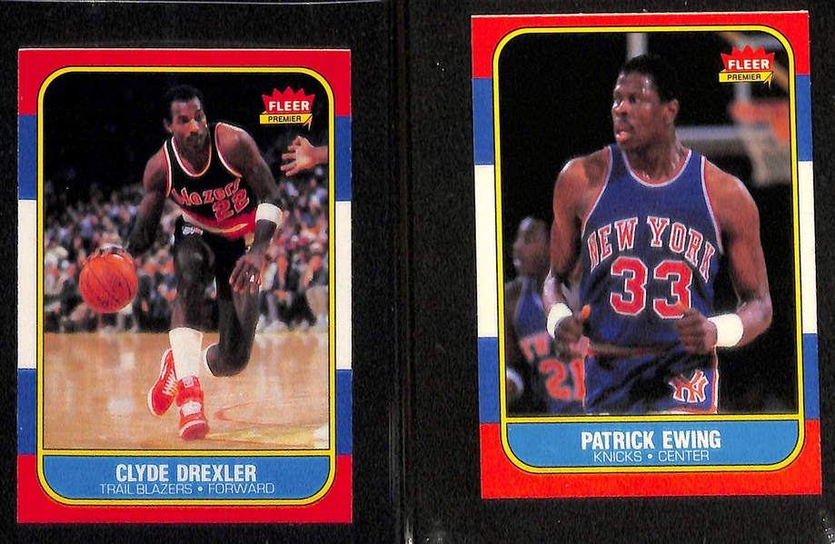 Lot of (5) 1986 Fleer Basketball Stars Rookies Including Barkley, Worthy, Drexler and Ewing