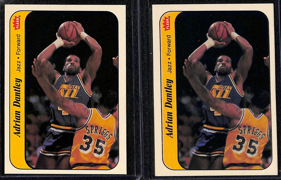 Lot of (10) 1986 Fleer Basketball Stickers Inc. Bird, Ewing, Jabbar, Magic, Olajuwon, Wilkins and More