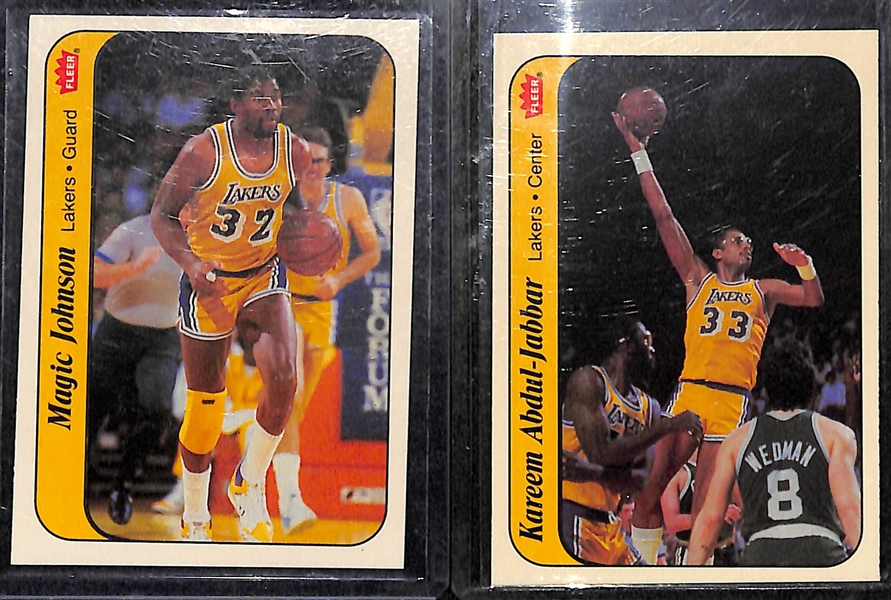 Lot of (10) 1986 Fleer Basketball Stickers Inc. Bird, Ewing, Jabbar, Magic, Olajuwon, Wilkins and More