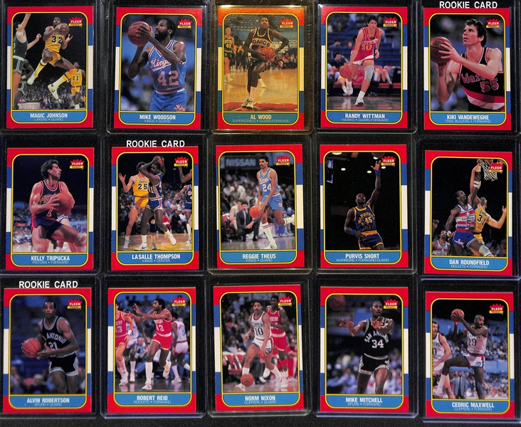 Lot of (24) 1986 Fleer Basketball Cards Including Magic Johnson