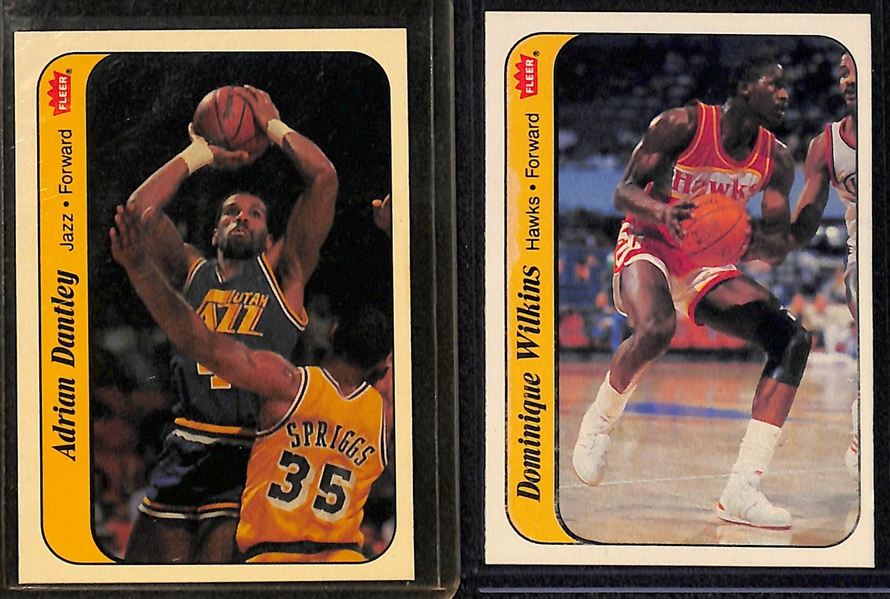 Lot of (33) 1986 Fleer Basketball Cards and Stickers Inc. Bird, Jabbar,  Wilkins
