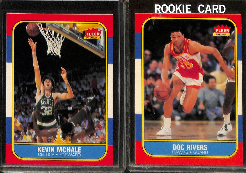 Lot of (33) 1986 Fleer Basketball Cards and Stickers Inc. Bird, Jabbar,  Wilkins