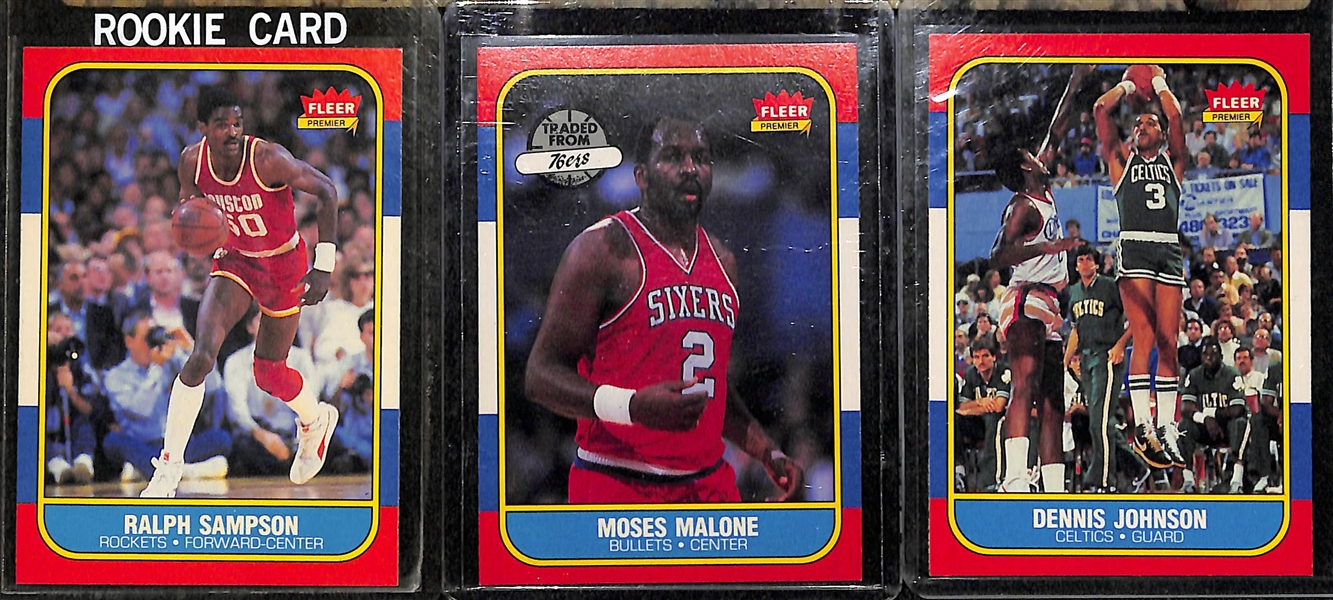 Lot of (33) 1986 Fleer Basketball Cards and Stickers Inc. Bird, Jabbar,  Wilkins