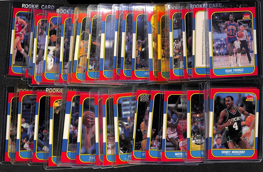 Lot of (35) 1986 Fleer Basketball Cards Featuring Isiah Thomas Rookie