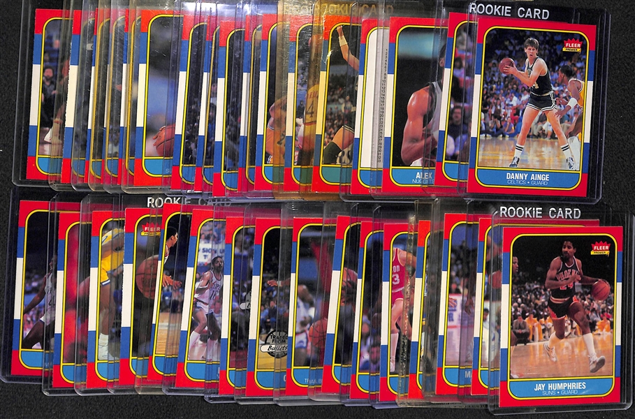 Lot of (34) 1986 Fleer Basketball Cards Including Manute Bol and Danny Ainge Rookies 