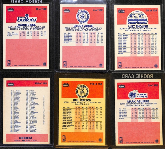 Lot of (34) 1986 Fleer Basketball Cards Including Manute Bol and Danny Ainge Rookies 