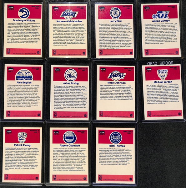 1986 Fleer Basketball Stickers Complete Set 11/11 Including Michael Jordan