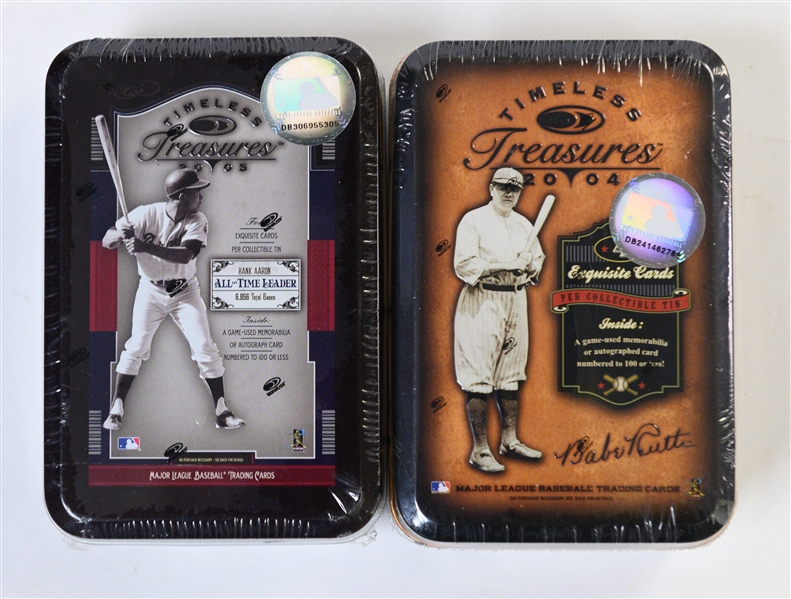 Unopened Boxes, Packs, (2) 1964 Coins (Clemente & Koufax), Kareem Abdul Jabbar Autographede Floor Piece