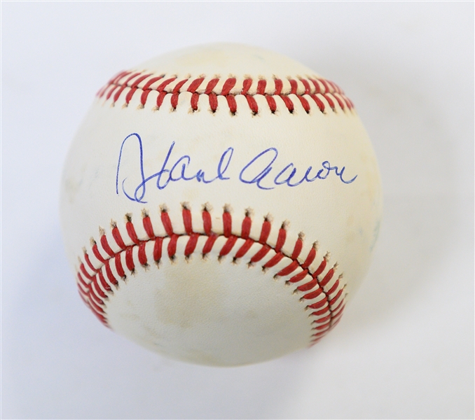 Hank Aaron Autographed Baseball with PSA/DNA Certification