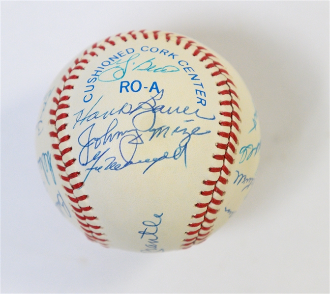 1953 New York Yankees Autographed Baseball Signed by 17 w. Mantle, Berra, Ford, Martin (JSA Auction Letter) 