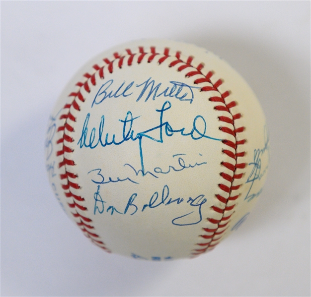 1953 New York Yankees Autographed Baseball Signed by 17 w. Mantle, Berra, Ford, Martin (JSA Auction Letter) 