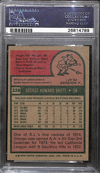 1975 Topps Baseball Complete set of 660 Cards Featuring George Brett Rookie PSA 7