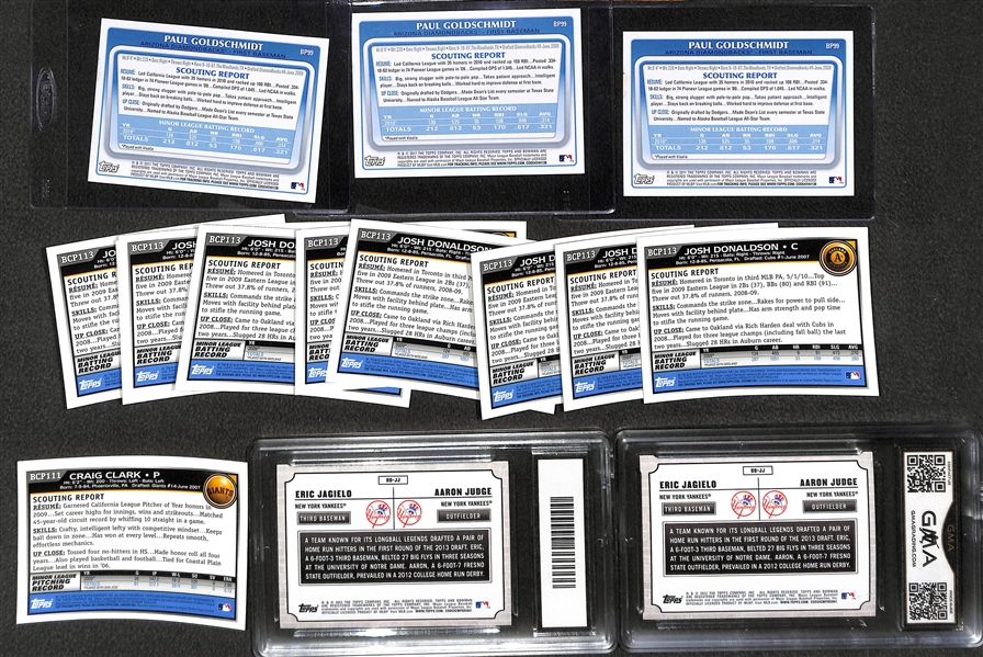 Lot of (120+) 2010/2011/2013 Bowman Baseball Rookies Featuring Goldschmidt Autographs, Gary Sanchez, Judge