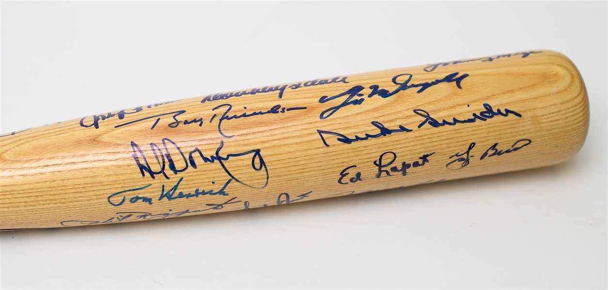 Louisville Slugger Baseball Bat Signed by 26 Members of the Yankees and Dodgers Inc. Berra, Rizzuto (JSA Sticker)