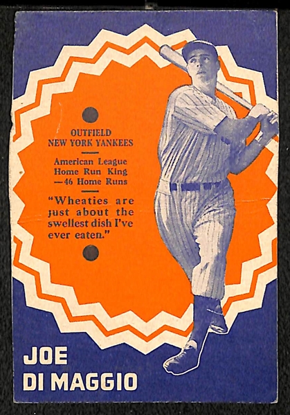 Circa 1938 Joe DiMaggio Wheaties Hand Cut Panel Card 