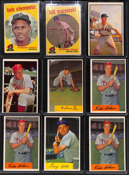 Vintage Baseball Card Lot of (22) 1953 Bowman, (81) 1954 Bowman, & (18) 1959 Topps Cards w. 1959 Topps Clemente